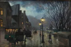 Ignacy Zygmuntowicz, Paryż nocą, 1910 r., 1910, olej, tektura