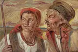 Wincenty Wodzinowski, Para chłopska, olej, tektura