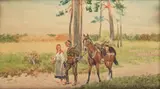 Kajetan Kosiński, Ułan z dziewczyną, akwarela, papier, 16