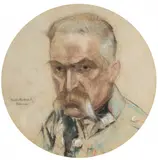 Tristan Richard, Marszałek Józef Piłsudski, 1930 r., 1930, pastel, papier, tondo