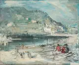 Rybacy nad jeziorem by Marian Mokwa, olej, płótno, 50, sold May 2023
