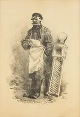Józef Rapacki, Siekający kapustę, z teki Z dawnej i niedawnej Warszawy, litografia, papier, 46