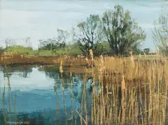 Witold Tomasz Kowalski, Pejzaż z trzcinami, 2003 r., 2003, olej, płótno