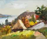 Widok na Kazimierz Dolny, 1979 r. by Stanisław Jan Łazorek, 1979, olej, płótno, sold May 2023