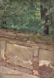 Jacek Malczewski, Przy murze, olej, płótno, 25