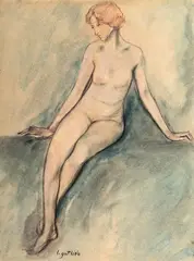 Leopold Gottlieb, Akt, akwarela, kredka, węgiel, papier, 35