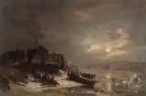Carl Hilgers, Na brzegu, olej, płótno, 39