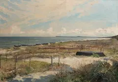 Emil Weinert, Jesień na plaży nad Bałtykiem, olej, płótno