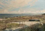 Emil Weinert, Jesień na plaży nad Bałtykiem, olej, płótno