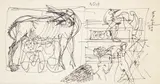 Szkic dwustronny by Franciszek Starowieyski, flamaster, piórko, papier, 12, sold Apr 2023