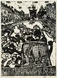 Władysław Rząb, Zgierz lodowisko Włodzimierza, 1977, 1977, linoryt, papier