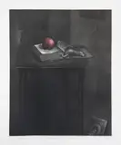 Tadeusz Jackowski, Martwa natura z czerwonym jabłkiem, 1978, 1978, mezzotinta, papier, 24