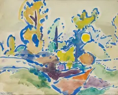 Kazimierz Podsadecki, Pejzaż, 1959, 1959, akwarela, papier, 32