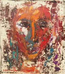 Jan Naliwajko, Twarz, 1966, 1966, olej, papier, 28