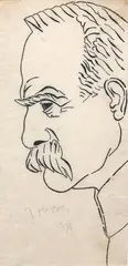 Jerzy Hoppen, Portret Marszałka Józefa Piłsudskiego, 1938 r., 1938, tusz, papier; wym. 23