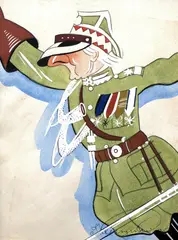Tadeusz Kleczyński, Karykatura Generała Dywizji Bolesława Wieniawy Długoszowskiego, 1935 r., 1935, akwarela