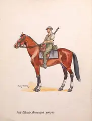 Ignacy Matuszczak, Ułan karpacki, akwarela, tusz