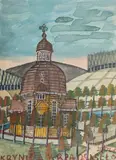 Kaplica na zboczu Góry Parkowej w Krynicy by Nikifor Krynicki, akwarela, gwasz, papier, 20, sold Mar 2023