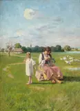 Władysław Karol Szerner, Wiejska sielanka, olej, płótno