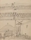 Nikifor Krynicki, Sceny wojenne, ołówek, papier