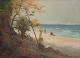 Henryk Baranowski, Na brzegu, olej, tektura