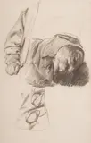 Józef Mehoffer, Studium dłoni, węgiel, papier, 43
