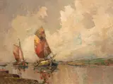 Rudolf Priebe, Pod żaglami, olej, płyta