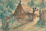 Jan Kazimierz Olpiński, Chata, 1935 r., 1935, akwarela, papier, 48