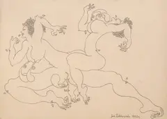 Rysunek erotyczny, 1993 by Jan Dobkowski, 1993, tusz, papier, sold Mar 2023