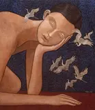 Katarzyna Kołtan, Niv, 2023, 2023, tempera żółtkowa, płyta
