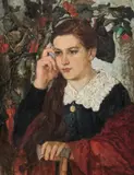 Dziewczyna z ciupagą, 1922 r. by w kregu Mehoffera Mn I poł. Xx w., 1922, olej, płótno, sold Mar 2023