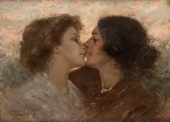 Cesare Tropea, Całujące się, ok. 1900 r., 1900, olej, deska