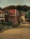 Dora Kucembianka, W miasteczku, olej, płótno, 45