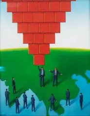 Tomasz Olbiński, Globalizacja, akryl, papier