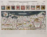 Sebastian Münster, Beschreibung des Landts Pomern sampt allen Hertzogthummen…, Mapa Pomorza pochodząca z dzieła „Cosmographie”, Bazylea, ok. 1550; na verso tekst w języku niemieckim drzeworyt kolorowany, wym. arkusza 35