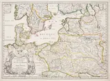 Pierre Duval, Les Royaumes du nort ou sont principalement…, Mapa ziem Rzeczpospolitej, Paryż, ok. 1666 miedzioryt kolorowany liniowo w epoce, 40