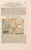 Sebastian Münster, Prutenie ou Prussie appellee. Borusse par quelques autres, Mapa Prus według Heinricha Zella, pochodząca z dzieła “Cosmographie”, 1575 drzeworyt kolorowany, wym. mapy 9