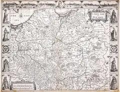 Dirck Grijp John Speed, A Newe Mape of Poland, Mapa Polski, stan drugi, wyd. Roger Rea, Londyn, 1662 miedzioryt, 40