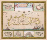 Frederik de Wit, Insula Candia Ejusque Fortificatio edita per F. de Wit, Mapa Krety, Amsterdam, ok. 1680 miedzioryt kolorowany w epoce, 46