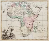 Charte de l'Afrique publiée par Jean Walch… by Johann Martin Will Johann Walch, Mapa Afryki, Augsburg, ok. 1790 miedzioryt kolorowany w epoce, sold Feb 2023