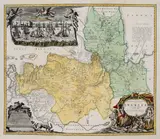 Spadkobiercy Homanna, Ingermanlandiae Ingriae novissima Tabula luci tradita, Mapa wschodniej części Zatoki Fińskiej z widokiem Sankt Petersburga, Spadkobiercy Homanna, Norymberga, 1734 miedzioryt kolorowany w epoce, 49