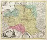 Tobias Lotter, Mappa Geographica ex novissimis observationibus…, Mapa ziem Rzeczpospolitej, 1759, stan szósty, po 1772 miedzioryt kolorowany w epoce, 49