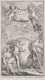 Atlas Homannianus Mathematico Historice delineatus. Tom IV. by Andreas Hafer Johann Justus Preisler, Frontyspis Atlasu Homannna, 1762 miedzioryt, sold Feb 2023