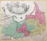 Tobias Lotter, Borussiae Regnum compectens circulos sambiensem…, Mapa Prus, Augsburg, ok. 1770 miedzioryt kolorowany, 50