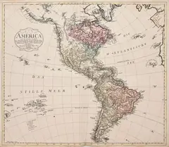 Conrad Mannert, America nach der zweyten Ausgabe von Arrowsmiths Weltcharte und dessen Globular-Projection, Mapa Ameryki, wyd. Adam Gottlieb Schneider & Weigel, Norymberga, 1796 miedzioryt kolorowany w epoce, wym. mapy 52
