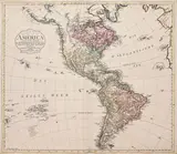 Conrad Mannert, America nach der zweyten Ausgabe von Arrowsmiths Weltcharte und dessen Globular-Projection, Mapa Ameryki, wyd. Adam Gottlieb Schneider & Weigel, Norymberga, 1796 miedzioryt kolorowany w epoce, wym. mapy 52