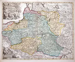 Jan Barend Elwe, La Pologne Divisee en Royaume de Pologne, Mapa ziem Rzeczpospolitej, stan szósty, wyd. Jan Barend Elwe, Amsterdam, 1792 miedzioryt kolorowany w epoce, 49