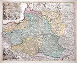 Jan Barend Elwe, La Pologne Divisee en Royaume de Pologne, Mapa ziem Rzeczpospolitej, stan szósty, wyd. Jan Barend Elwe, Amsterdam, 1792 miedzioryt kolorowany w epoce, 49