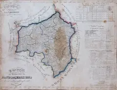 Juliusz Kolberg, Mappa jeneralna województwa sandomierskiego, Warszawa, 1827litografia kolorowana, papier naklejony na płótno; wym. arkusza 42