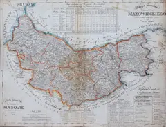 Juliusz Kolberg, Mappa jeneralna województwa mazowieckiego, Warszawa, 1826litografia kolorowana